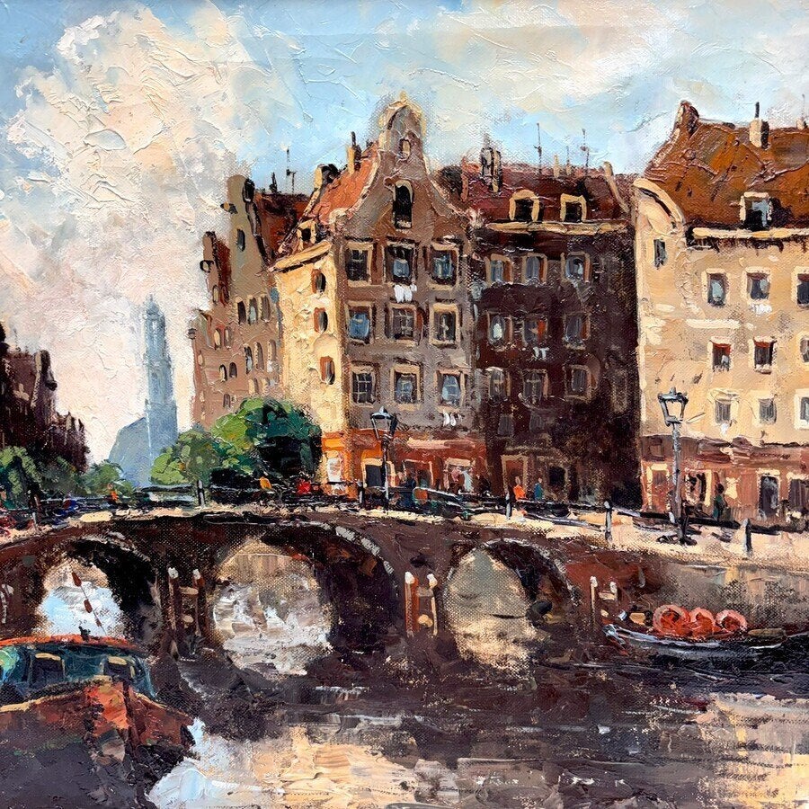 lement van Vlaardingen (1906-1972) - stadsgezicht Amsterdam, Ophalen of Verzenden