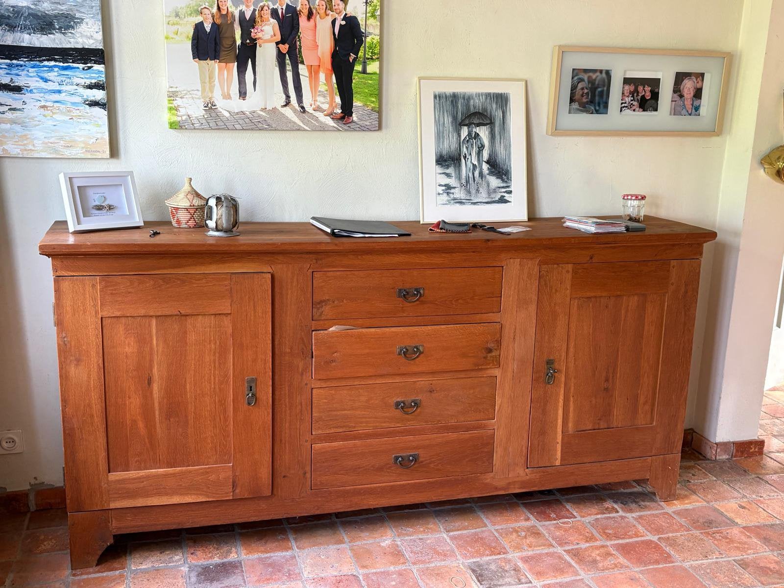 Mooie houten kast, tafel en dressoir, Ophalen, Zo goed als nieuw, 25 tot 50 cm