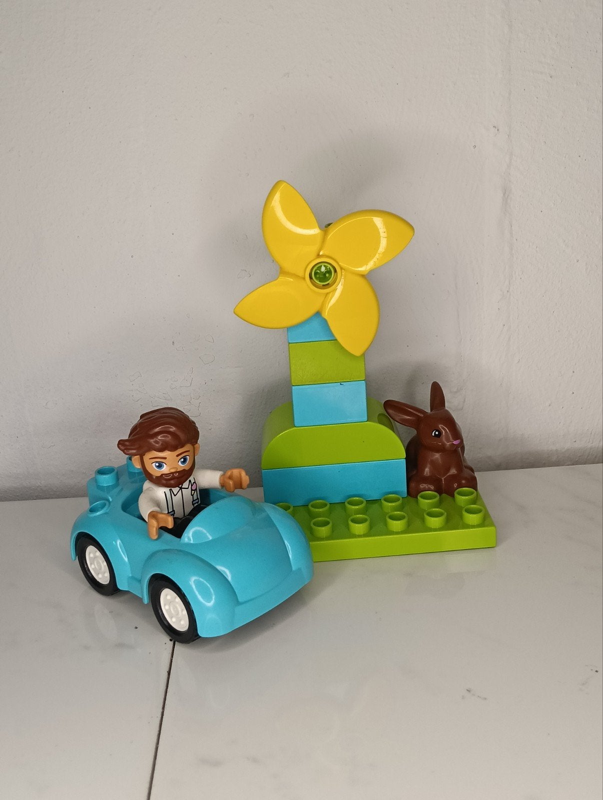 Duplo auto, windmolen, poppetje en konijn, Inclusief minifiguren, Overige thema's, Aastvej 1, 7190 Billund, Denmark, Ophalen of Verzenden
