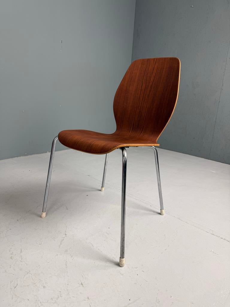 Vintage Jofa Stalmobler Stoel - Herbert Hirche - Teak, Gebruikt, Bruin, Ophalen of Verzenden, Eén