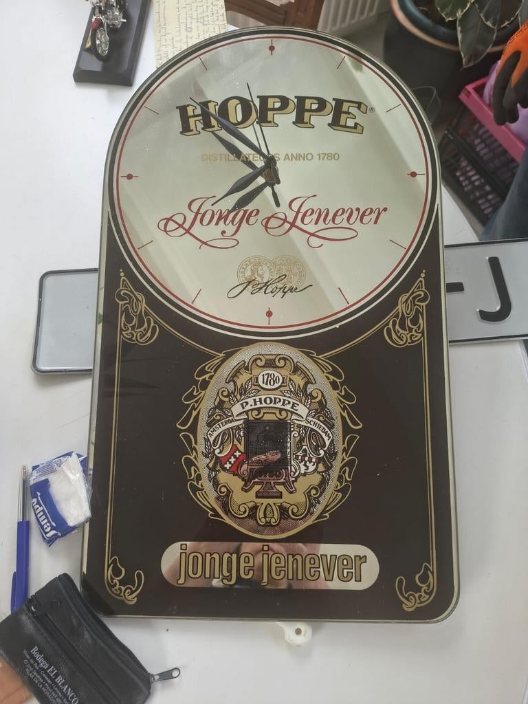 Vintage Hoppe Jonge Jenever Reclame Klok, Ophalen