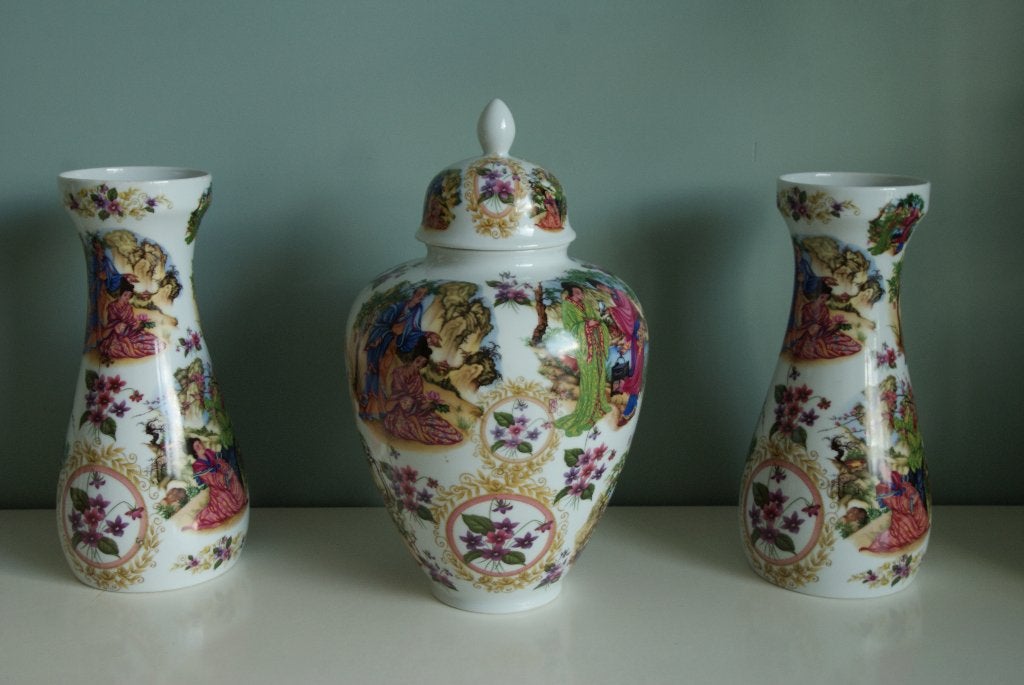 Kaststel, fraai gedecoreerd (3 delig), Antiek en Kunst, Ophalen
