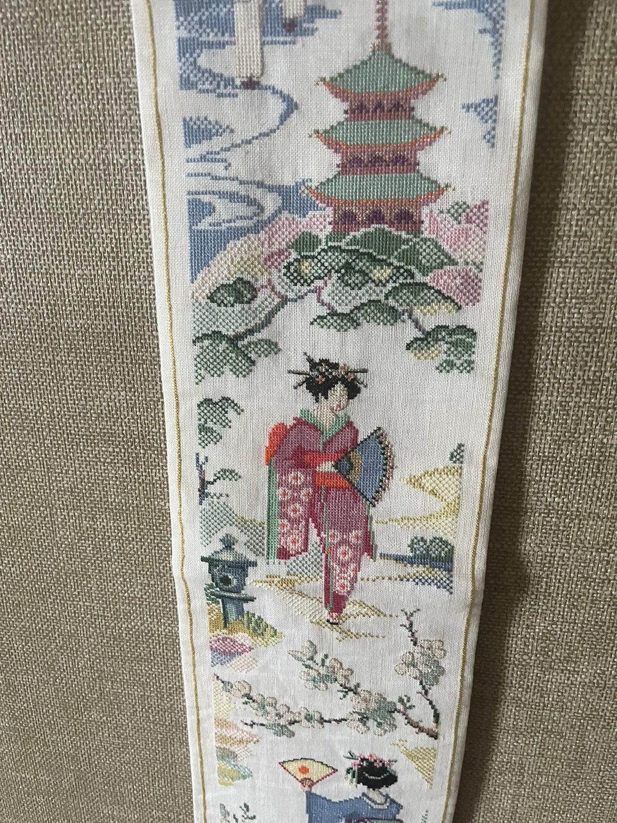 Vintage Japans Schellekoord Geborduurd, Antiek en Kunst, Ophalen