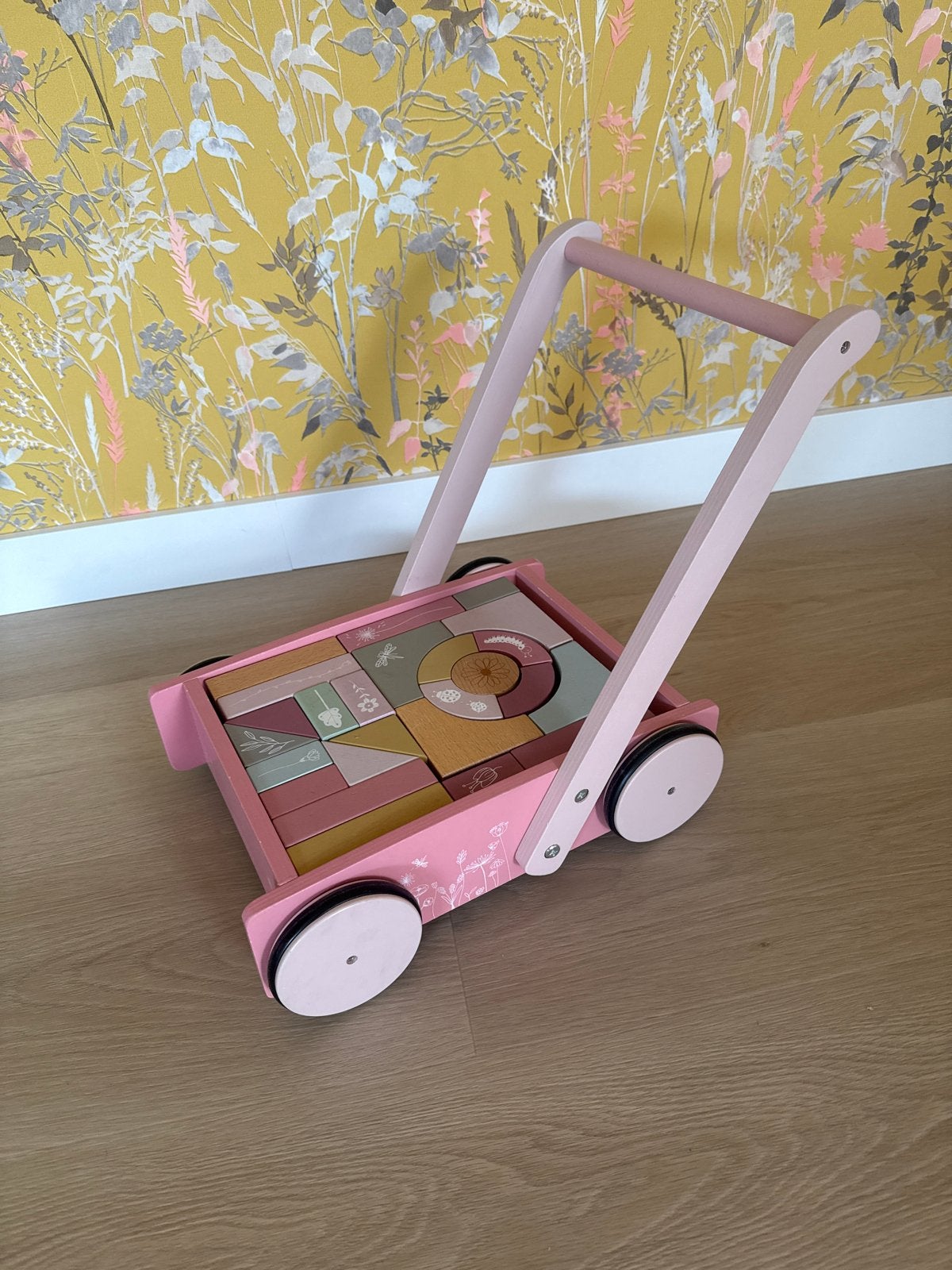 Little Dutch Houten Loopwagen met Blokken - Roze, Ophalen, Zo goed als nieuw, Overige typen