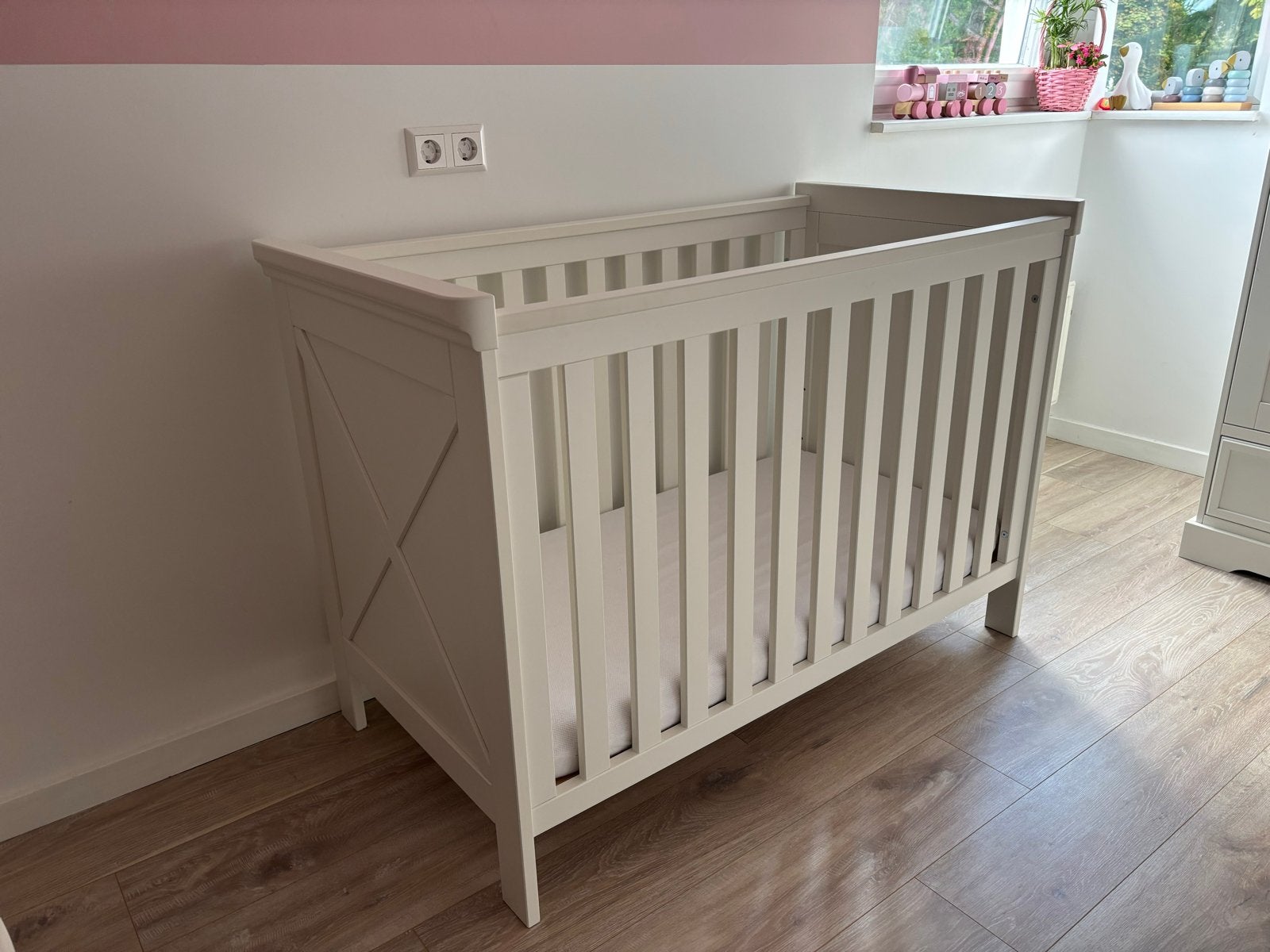 Ledikant kidsmill 120x60 met Aerosleep matras, Ophalen, 70 tot 85 cm, 140 tot 160 cm, Zo goed als nieuw