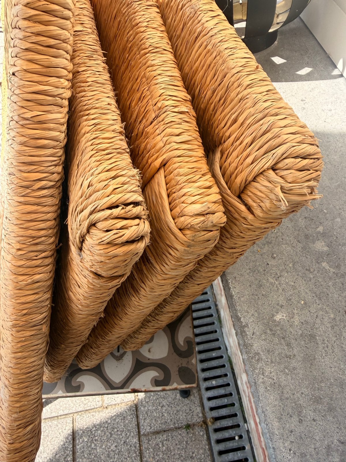 Set van 4 rieten stoelzittingen - 37x39 cm, Huis en Inrichting, Stoelen, Gebruikt, Vier, Riet of Rotan, Overige kleuren, Ophalen