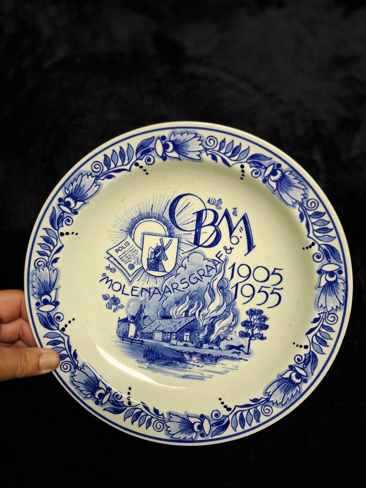 Delfts Blauw Gedenkbord Molenaarsgraaf 1905-1955, Ophalen of Verzenden