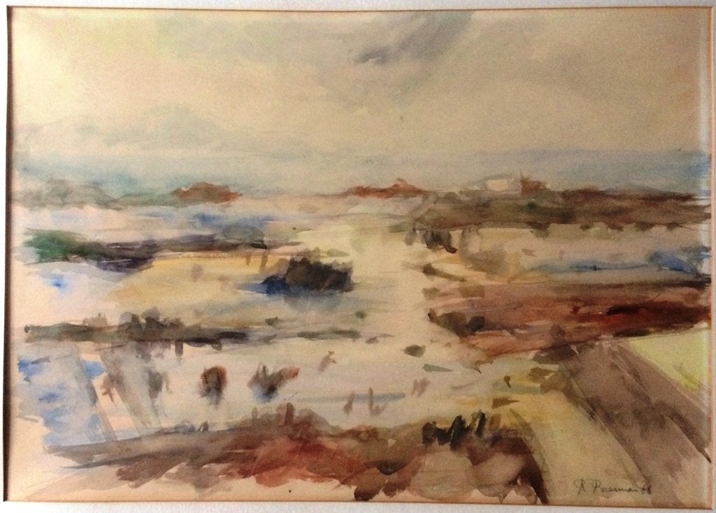 Aquarel - 1966 - Rudi BIERMAN - Landschap, Antiek en Kunst, Ophalen