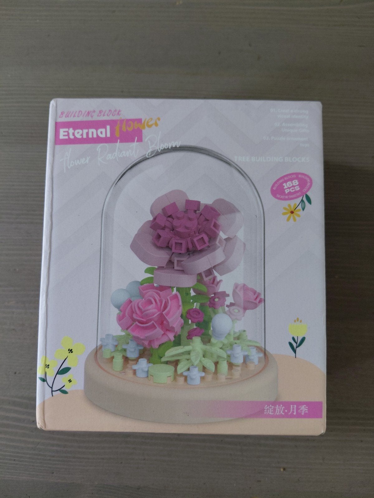 Bouwblokken: Eeuwige Bloemen onder stolp - 168 Stukjes, Ophalen of Verzenden, Nieuw, Overige merken