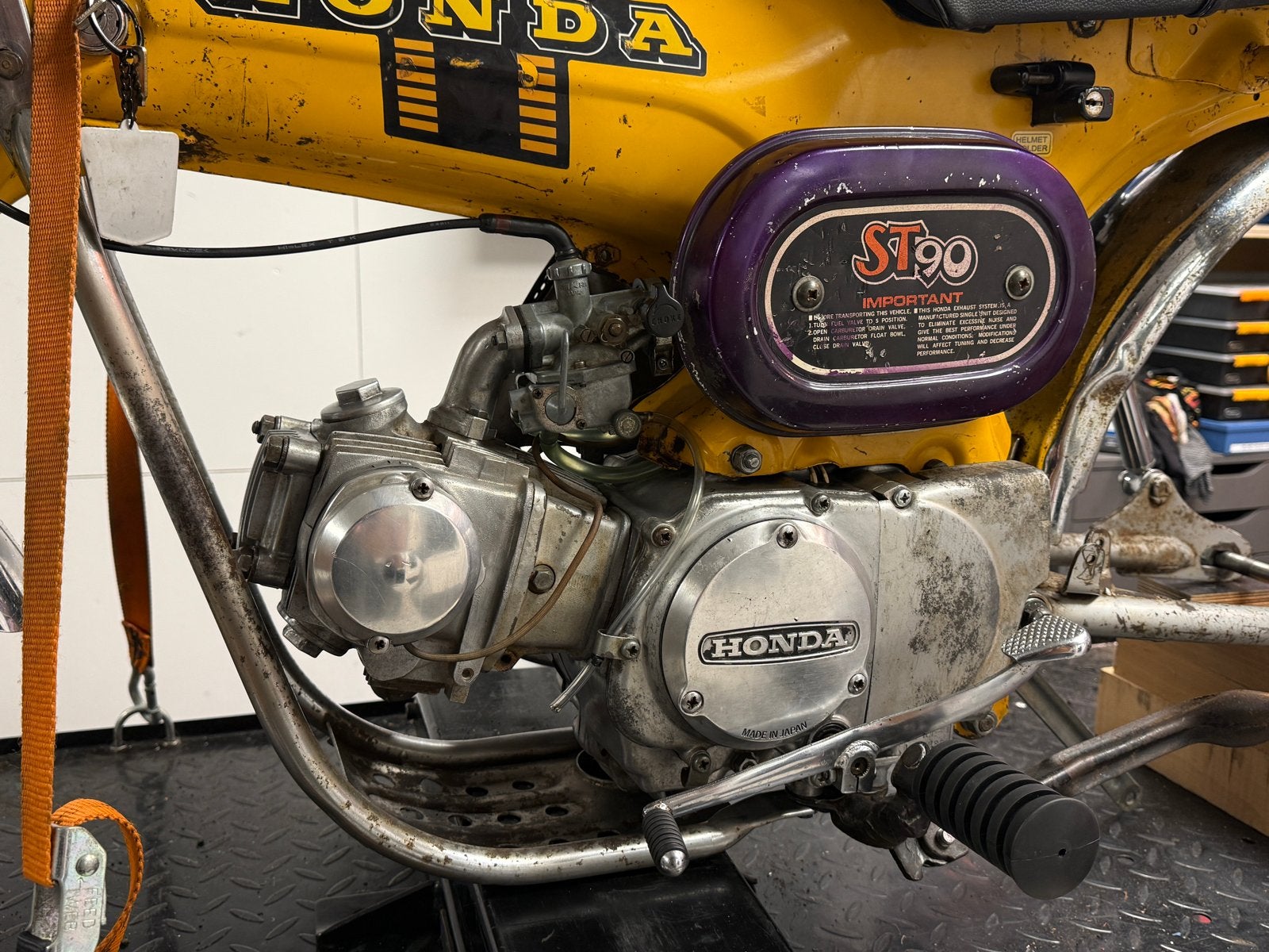 Honda Dax 1974 ST90 motorblok, carburateur, uitlaat, electra, Ophalen, Gebruikt