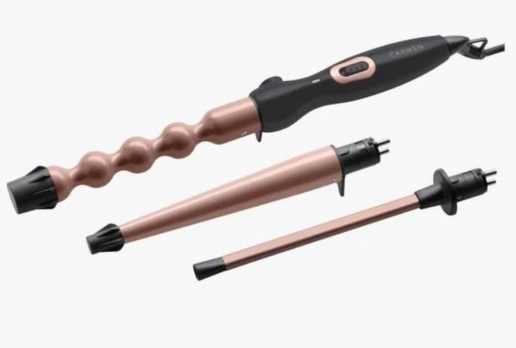 Carmen Shiny Curls Krulset met 3 Opzetstukken, Ophalen of Verzenden, Nieuw, Krultang of Stijltang