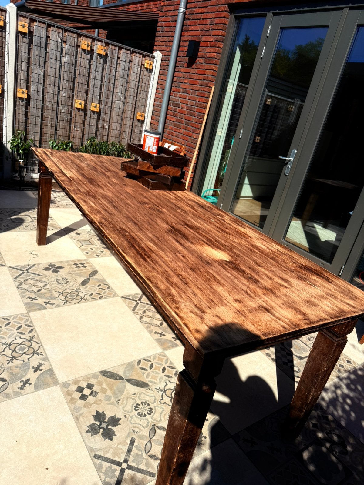 Grote massief mangohouten eettafel – 240x90x79, Ophalen