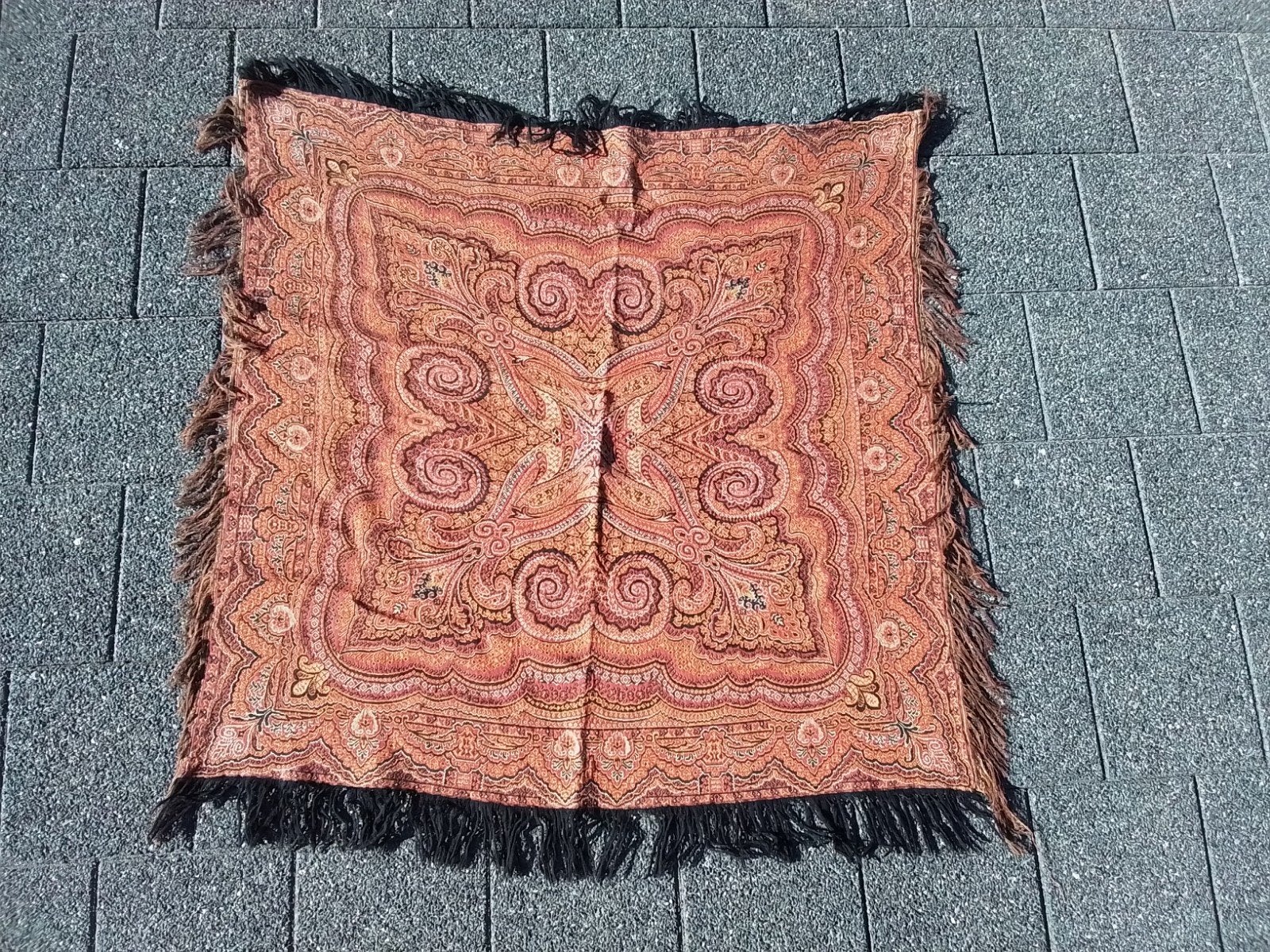 Vintage Wandkleed / Sjaal met Paisley Patroon en Franjes, Ophalen of Verzenden