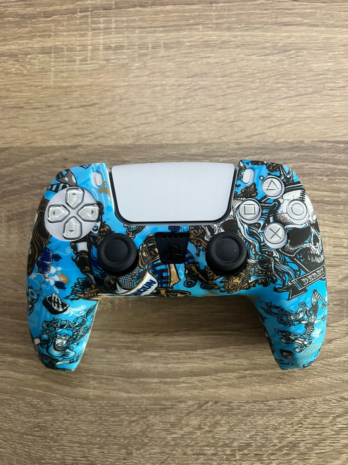 PS5 Controller skin Silicone Hoes - Blauw Skull Roller Derby, Ophalen of Verzenden, Nieuw, Overige typen, PlayStation 5