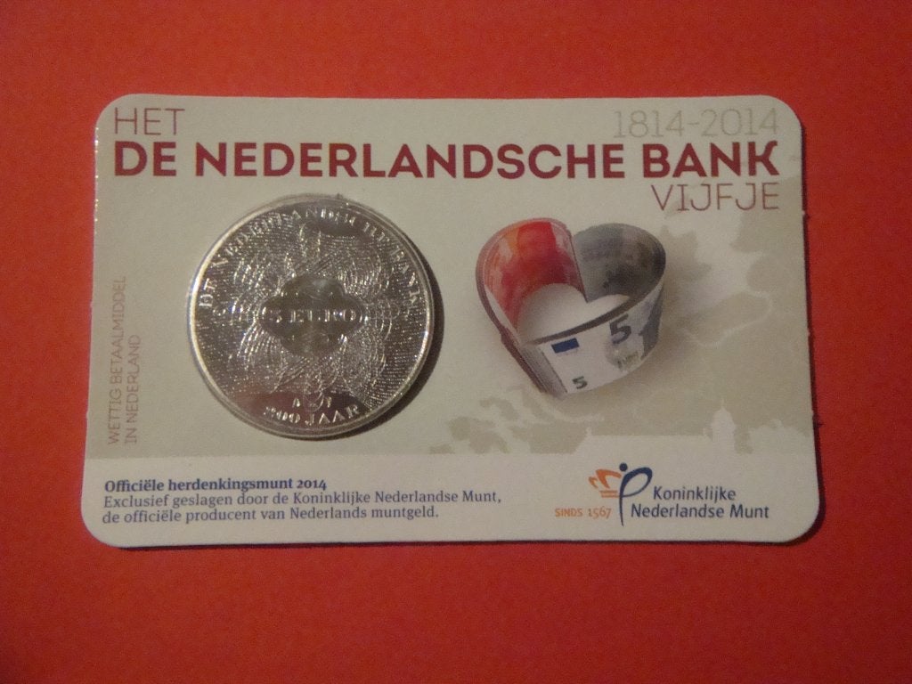 Nederland 5 Euromunt coincard Nederlandse Bank 2014., Postzegels en Munten, Verzenden, Nederland, Munten