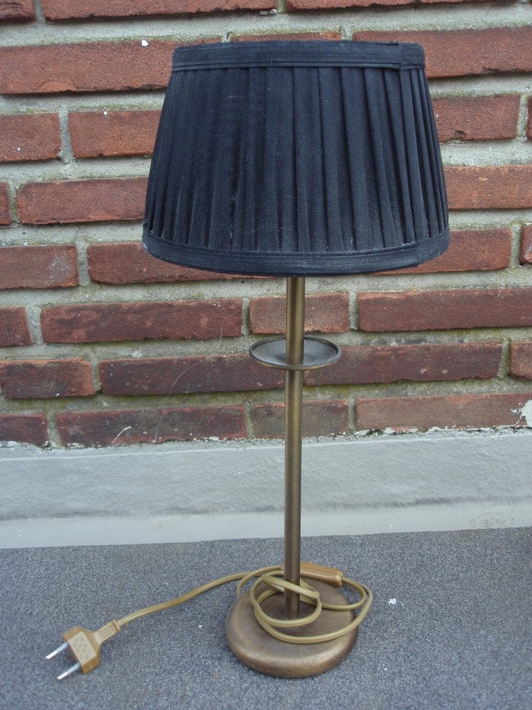 Trendy zwart tafel-dressoir lampje met organza kap, Ophalen, Zo goed als nieuw, Metaal, Minder dan 100 cm