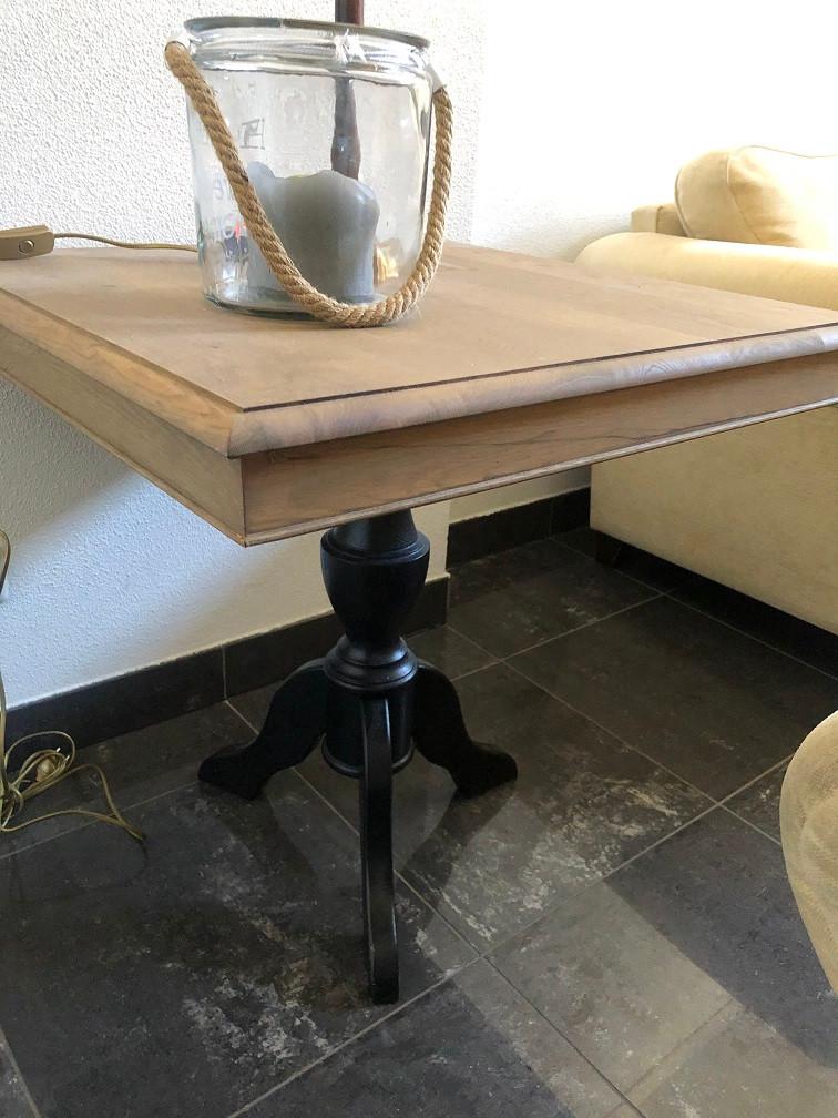 NIEUW Bijzettafel Eichholtz 75x75 eettafel massief eiken, Ophalen, Hout, Meerkleurig, Eichholtz