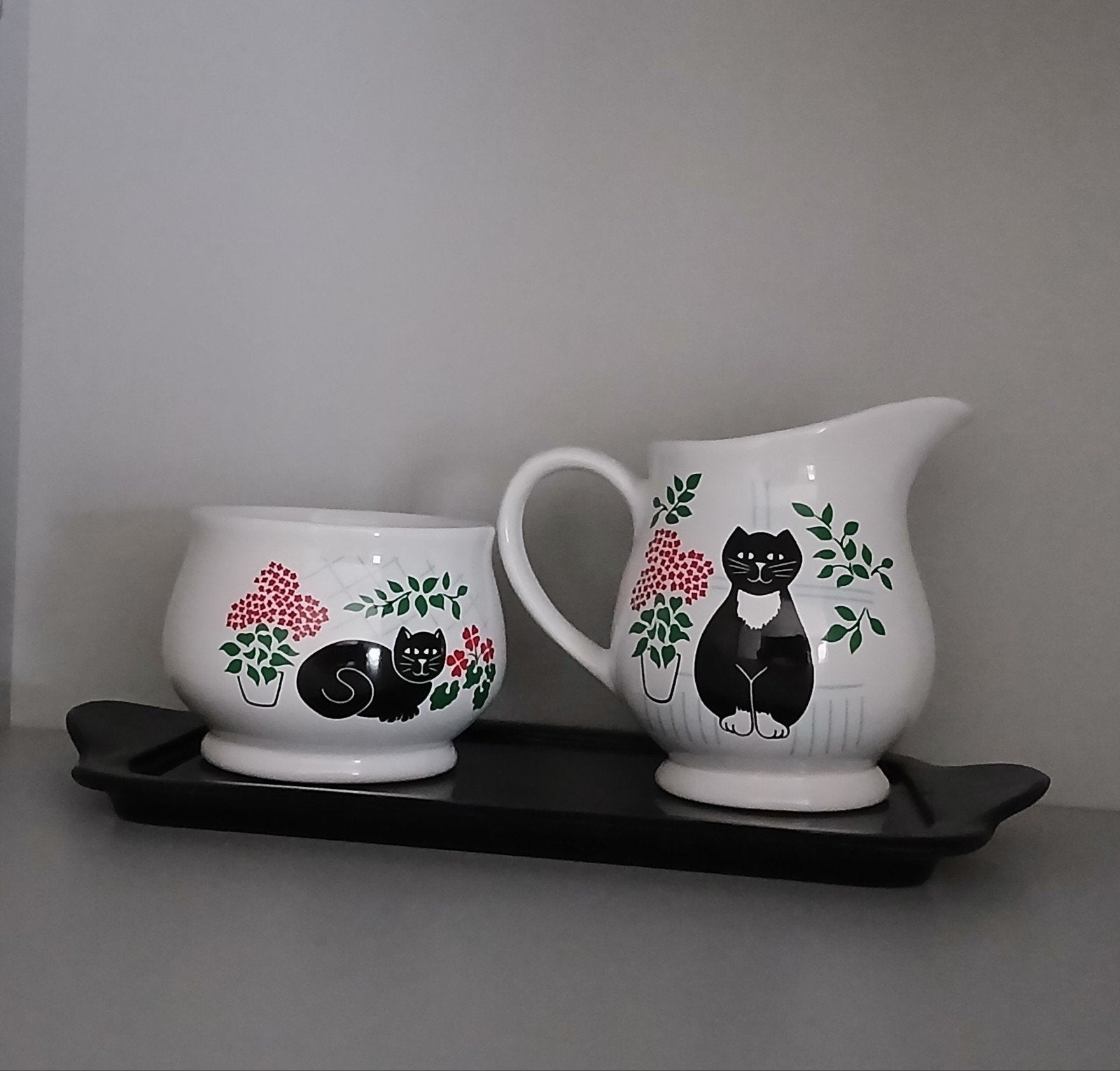 Vintage Sadler 'Black Cat' Melkkan & Suikerpot Set, Ophalen of Verzenden