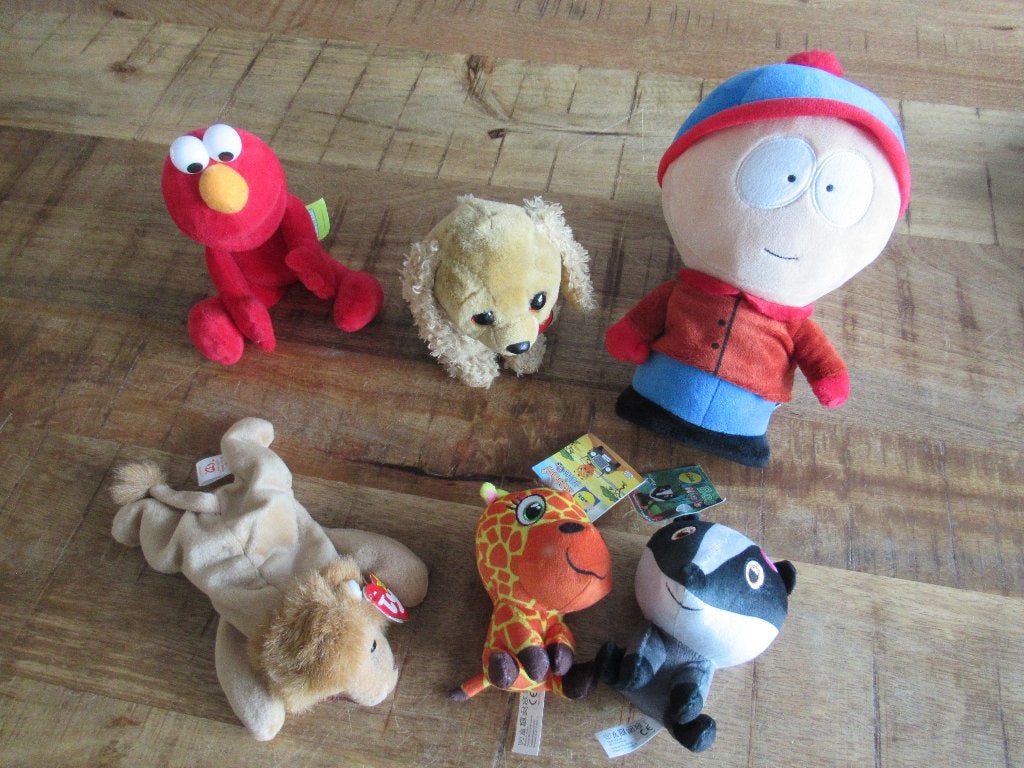 6 poppen o.a South Park plush pop Stan - Elmo - Ty, Ophalen of Verzenden, Zo goed als nieuw, Overige typen