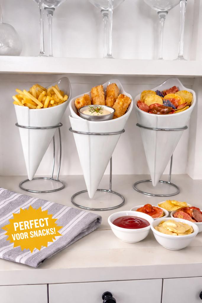 Snack Serveerset: 3 Puntzakken met Houders, Ophalen of Verzenden, Nieuw
