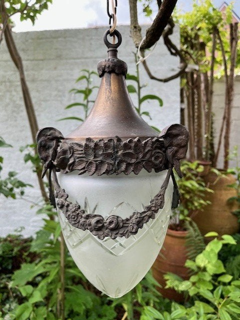 Bronzen hanglamp hallamp lamp, Ophalen of Verzenden