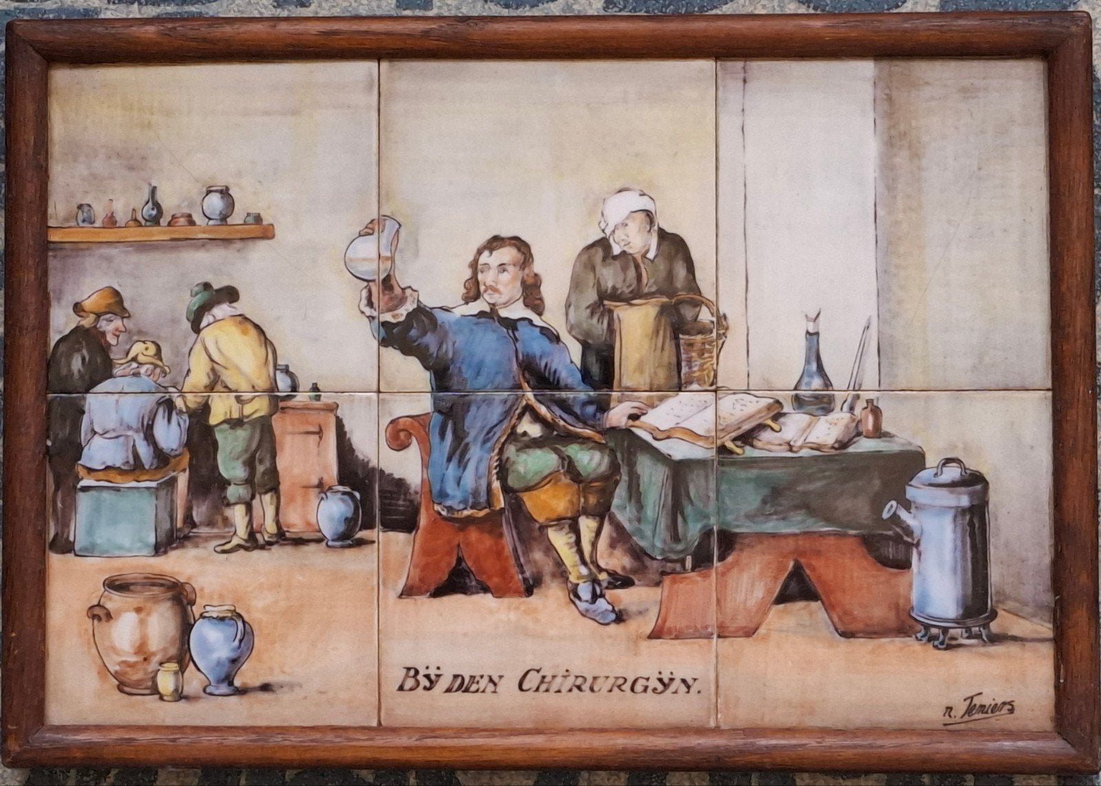 Tegeltableau. R.Terniers. BY DE CHIRUGYN. Oud. 49/42 cm., Antiek en Kunst, Ophalen