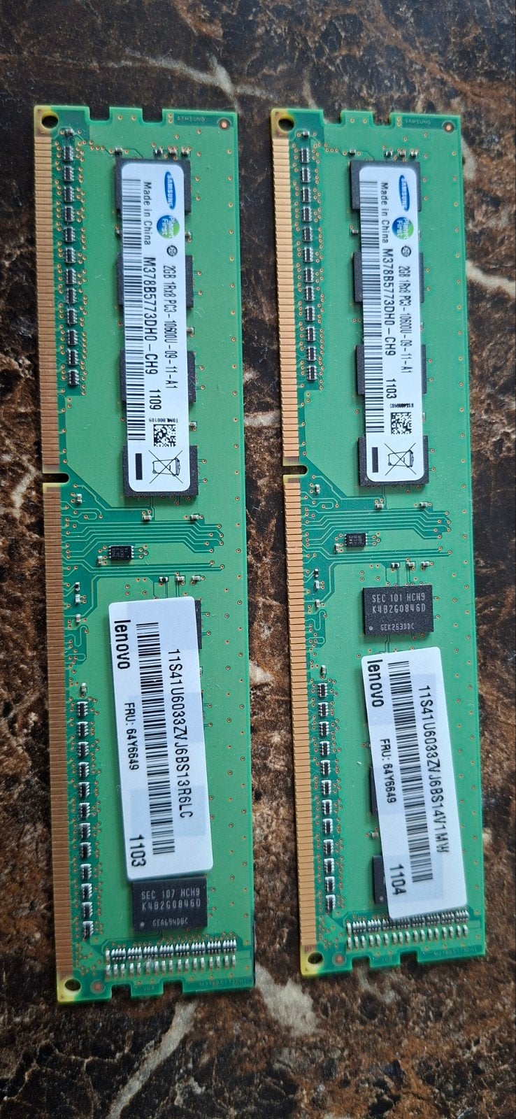 DDR3 RAM Geheugenmodules (2x 2GB) voor Desktop, Gebruikt, DDR3, Ophalen of Verzenden, Desktop