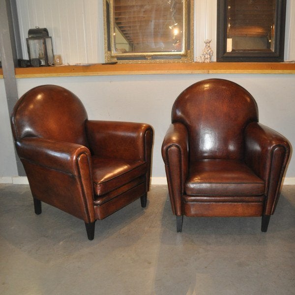 Mike, een schapenleren fauteuil, Huis en Inrichting, Fauteuils, Gebruikt, Ophalen of Verzenden, 50 tot 75 cm, Leer