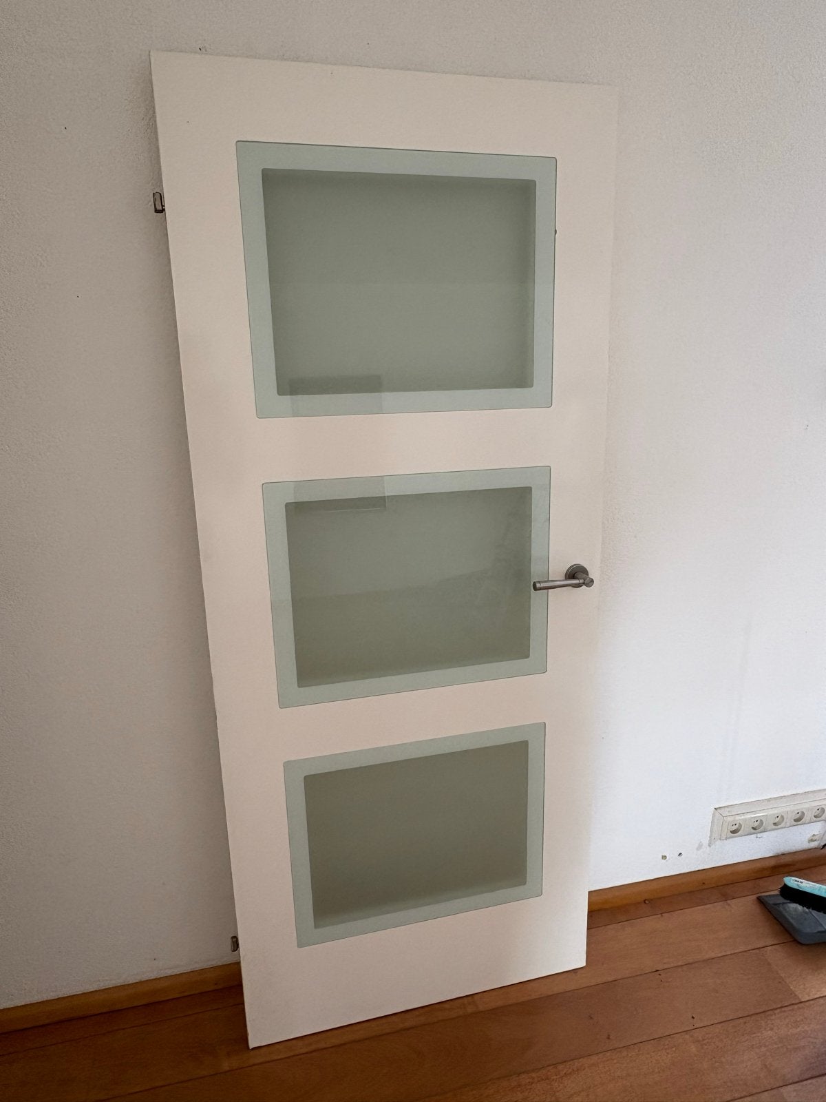 Binnendeur met melkglas panelen, Ophalen, Gebruikt, 80 tot 100 cm, Binnendeur