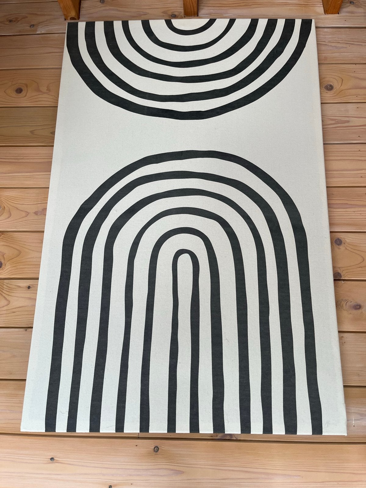 Abstracte Canvas Kunst - Zwart beige Boogpatroon, Ophalen