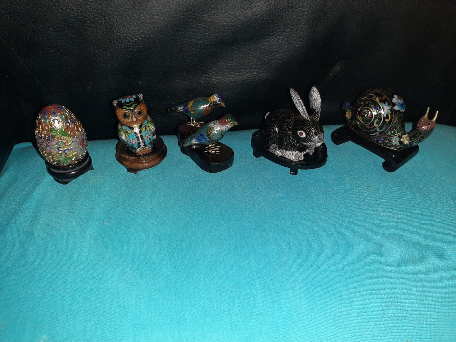 Vintage Chinese Cloisonné Beeldjes: Slak, Konijn, Vogels, Ui, Ophalen of Verzenden