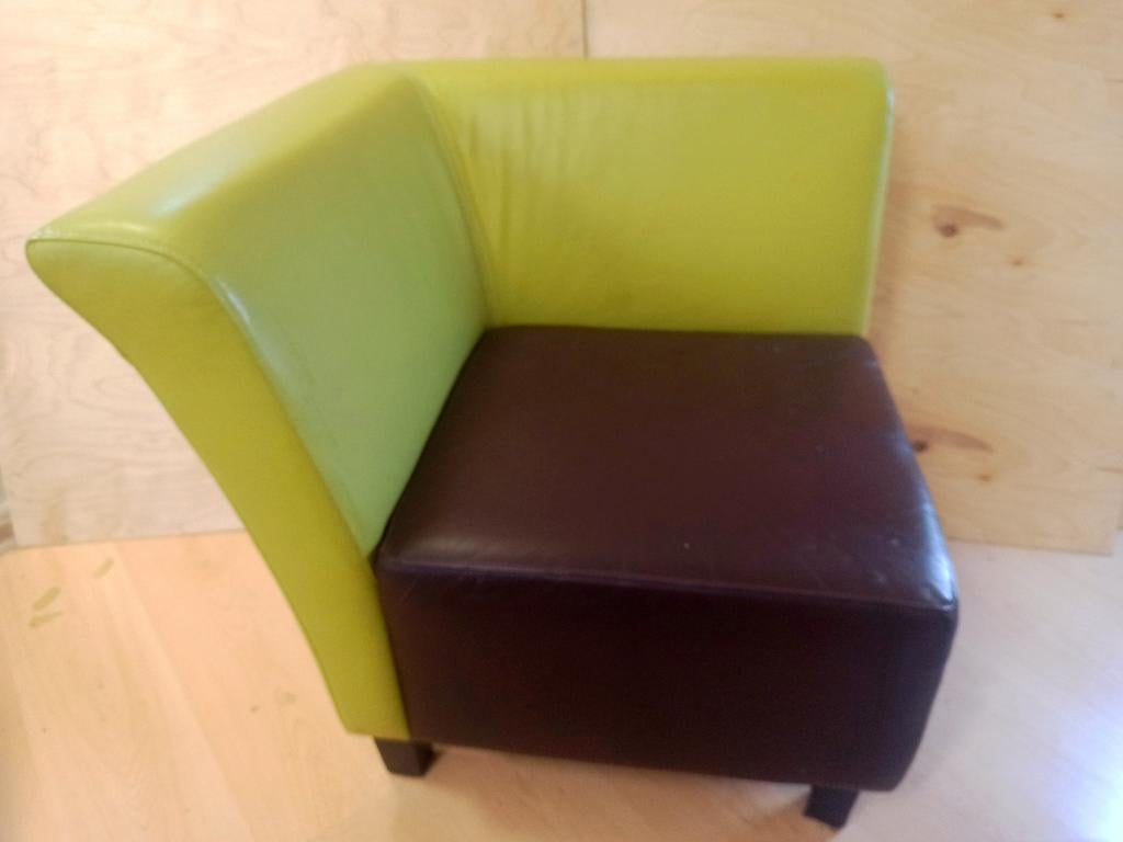 Vintage hoek fauteuil / meubel / stoel, Ophalen, Gebruikt, 75 tot 100 cm, Leer