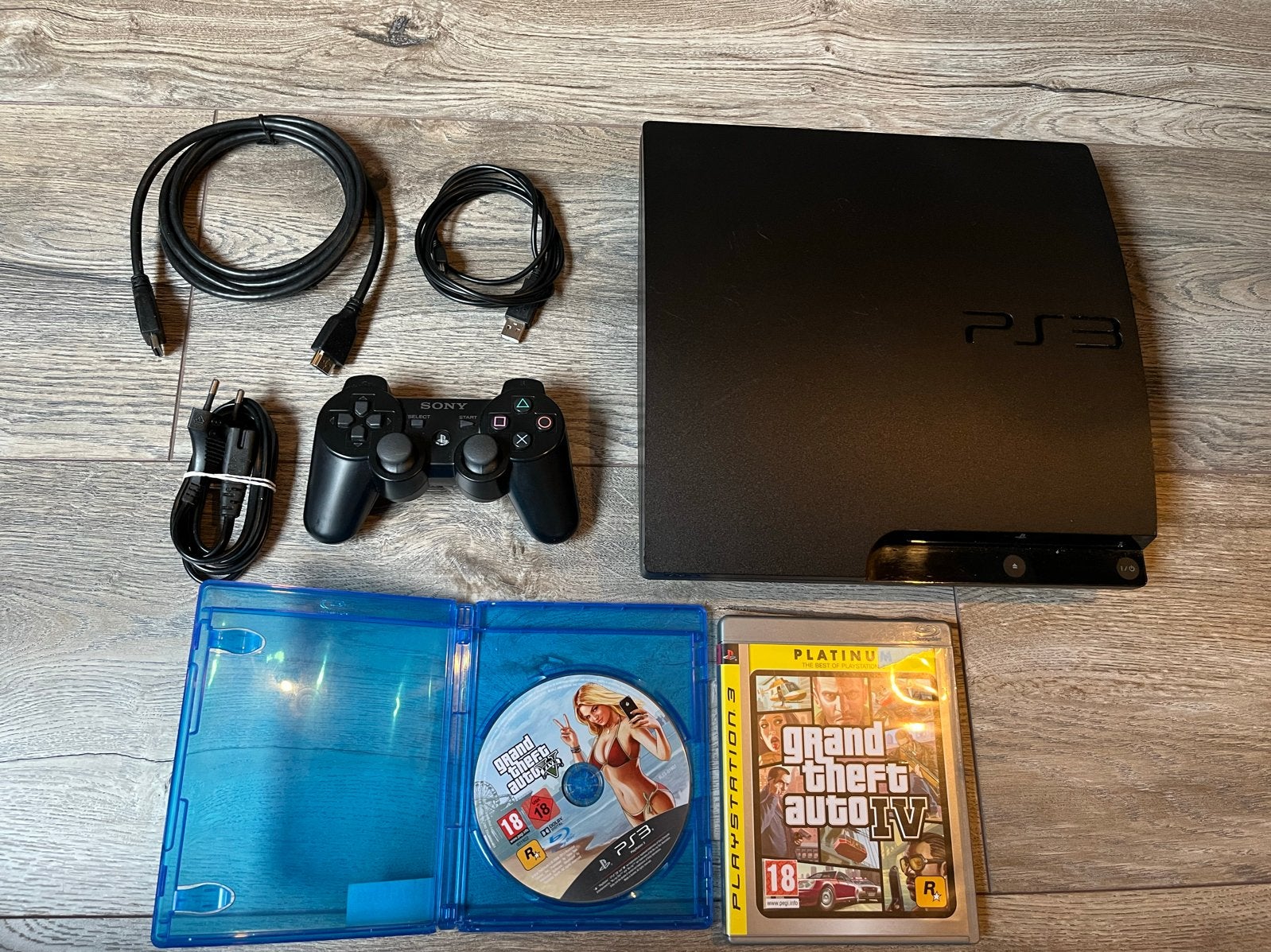 PS3 Slim Set met GTA IV & V, Ophalen, Gebruikt