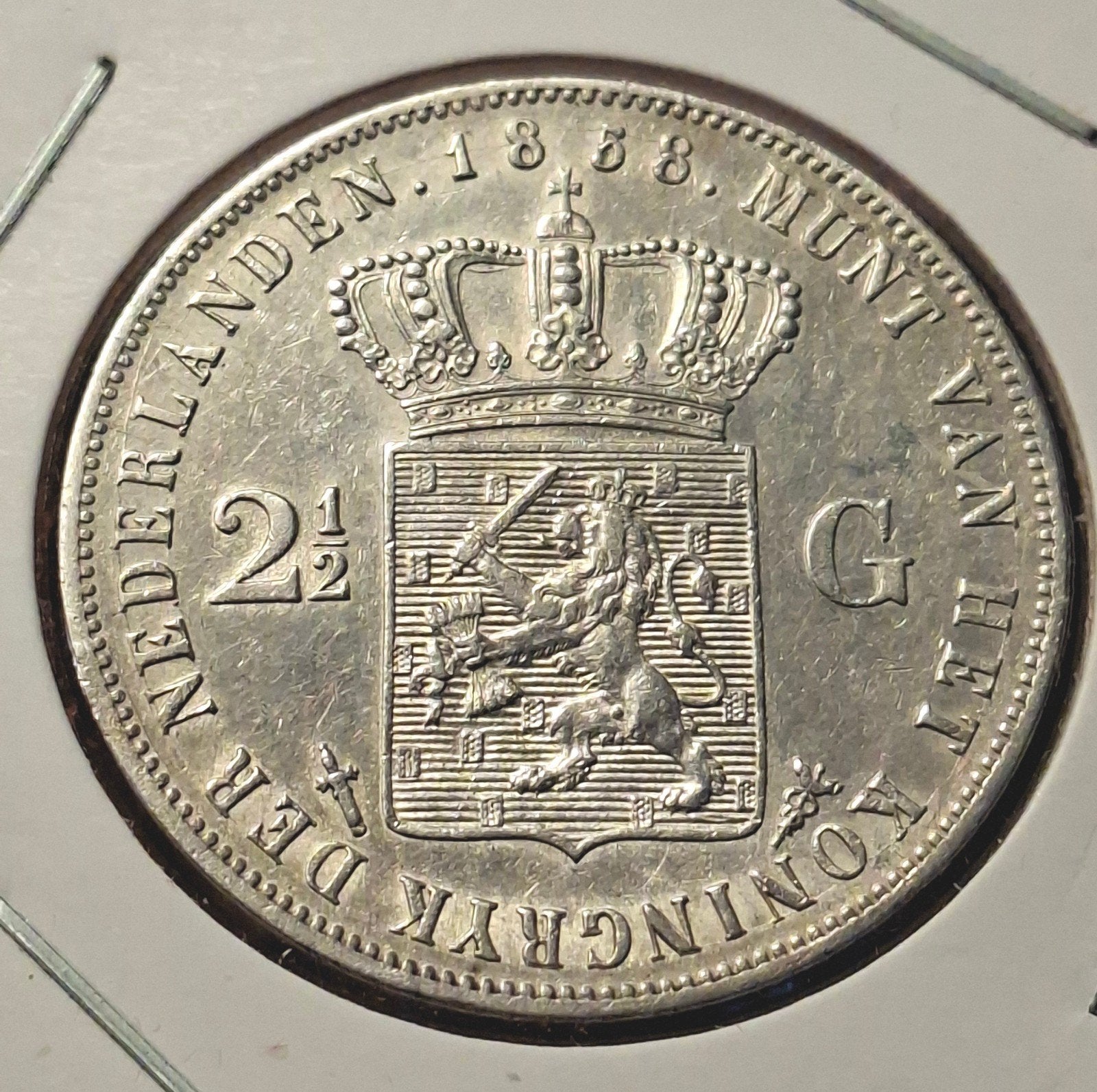 rijksdaalder 1858 willem 3, Postzegels en Munten, Munten | Nederland, Ophalen of Verzenden, Koning Willem III, 2½ gulden