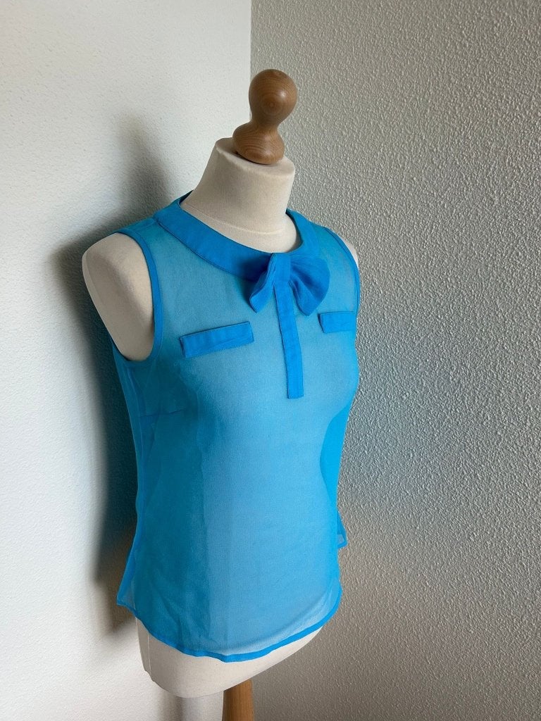 King Louie maat S prachtige bauwe retro top tshirt 3417, Blauw, Ophalen of Verzenden, Zo goed als nieuw, King Louie