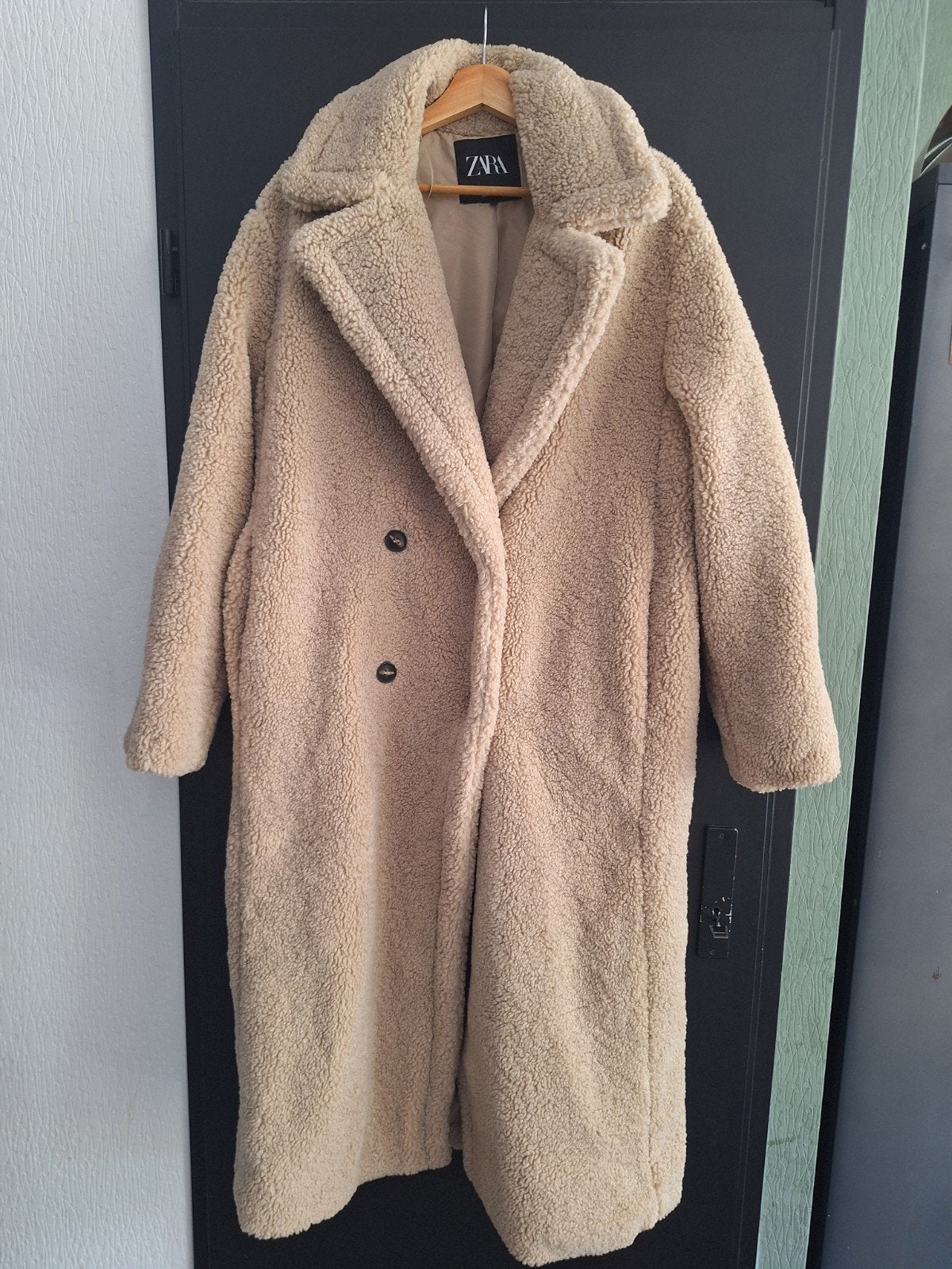 Zara teddy coat beige maat L, Maat 42/44 (L), Ophalen of Verzenden, Zo goed als nieuw, Zara