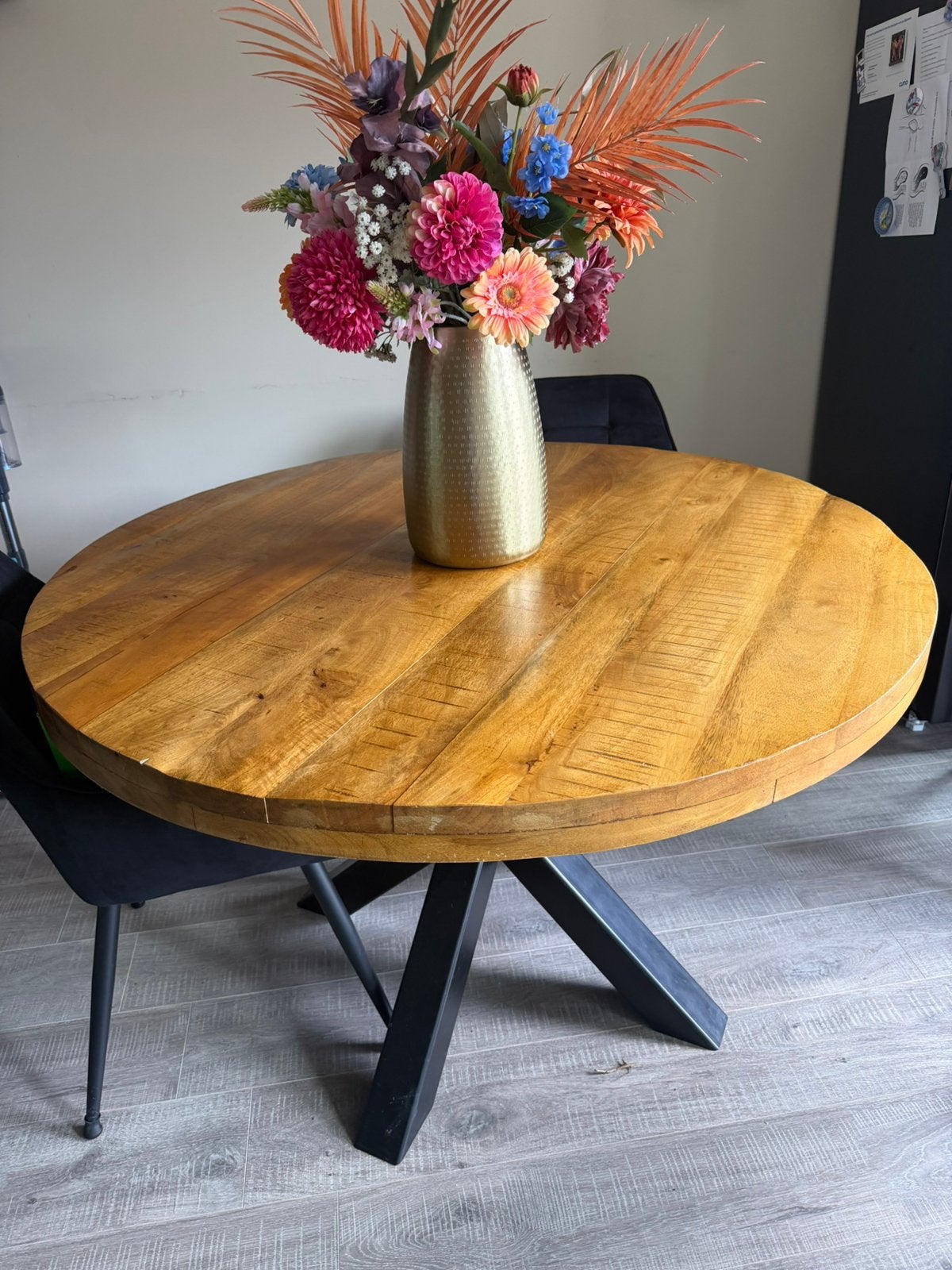 Eettafel hout ø120cm, Ophalen, Gebruikt, Rond, Vier personen