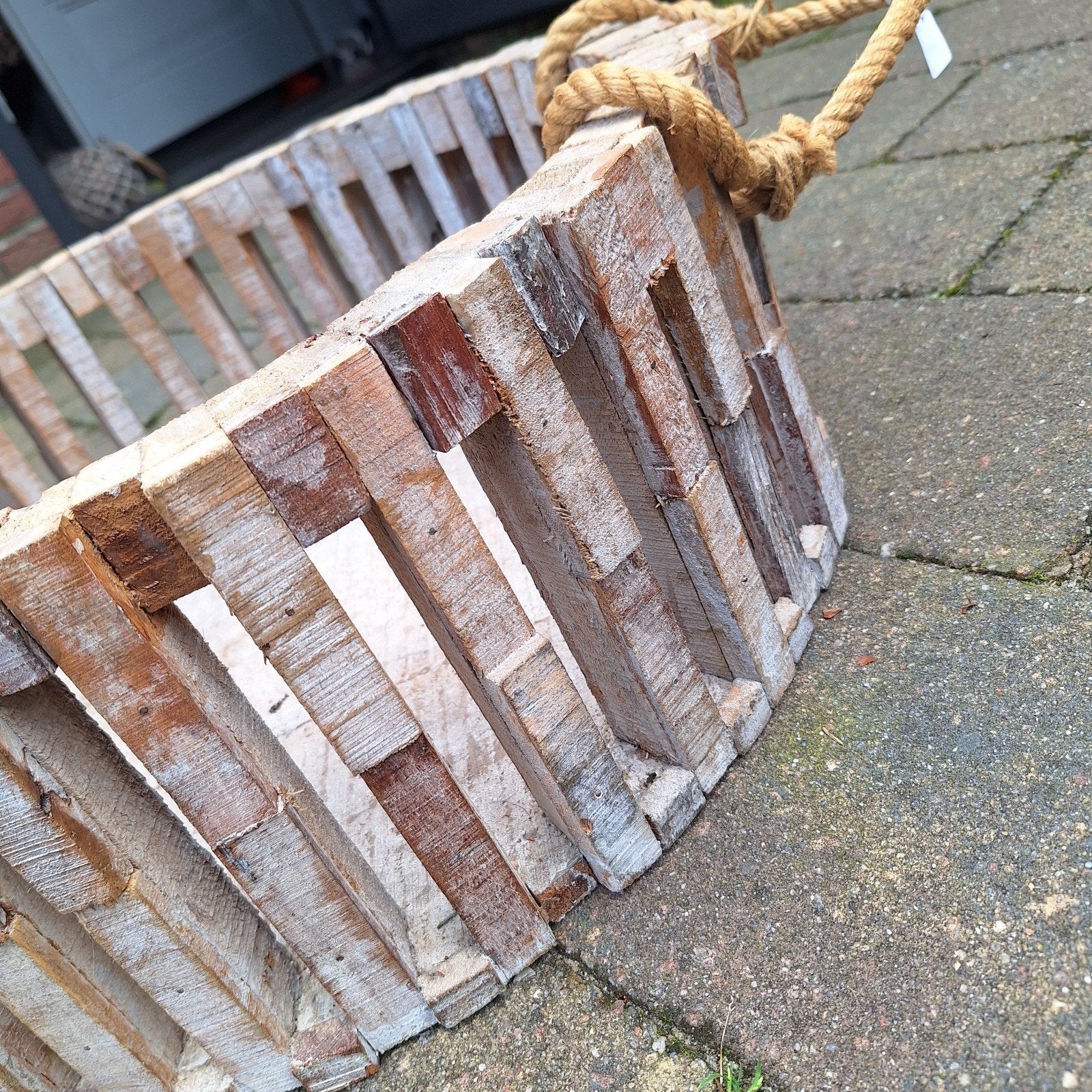 Houten mand,grote bak,verweerd,buiten,Hoffz wonen,deco,Kerst, Ophalen, Nieuw