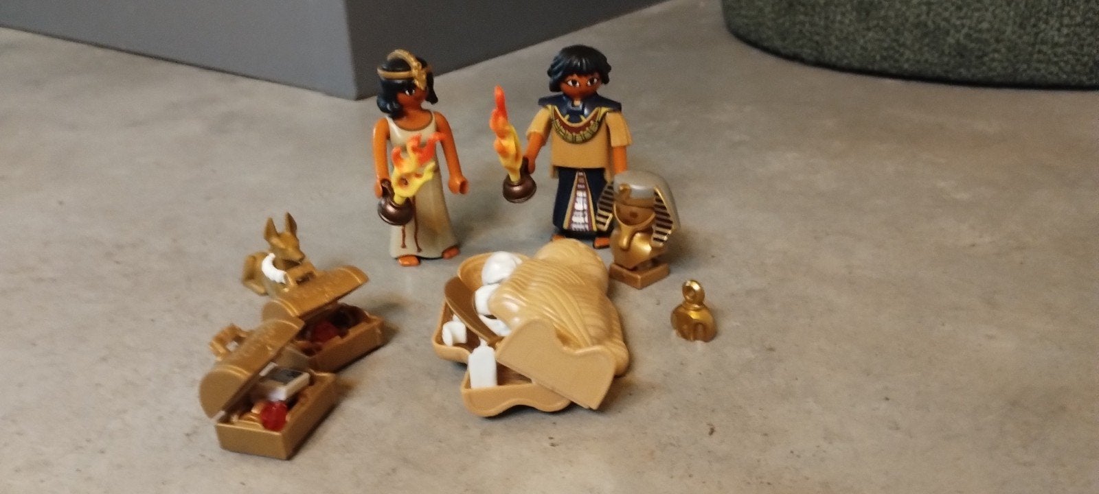 Playmobil Mummie met Egyptische figuren en schatten, Gebruikt, Complete set, Figuren, Historisch