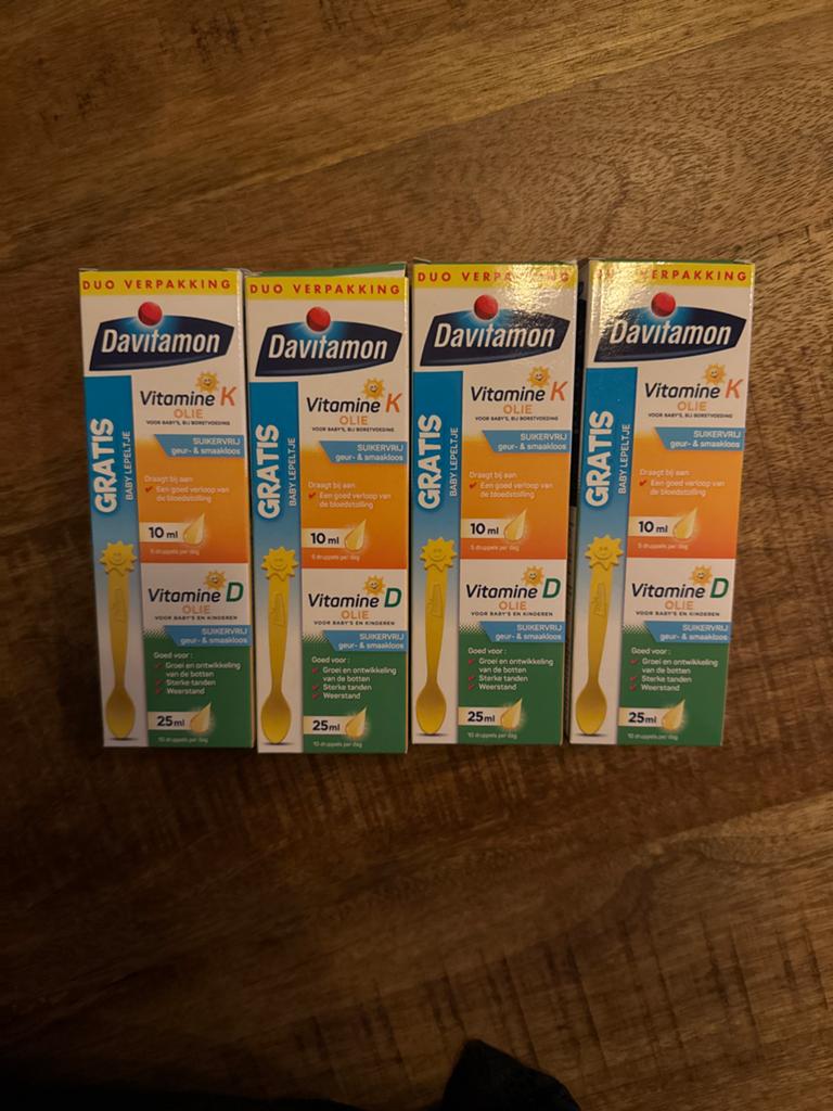 Davitamon Vitamine K & D Olie voor Baby's - 4 Duo Packs, Ophalen of Verzenden, Nieuw, Overige typen