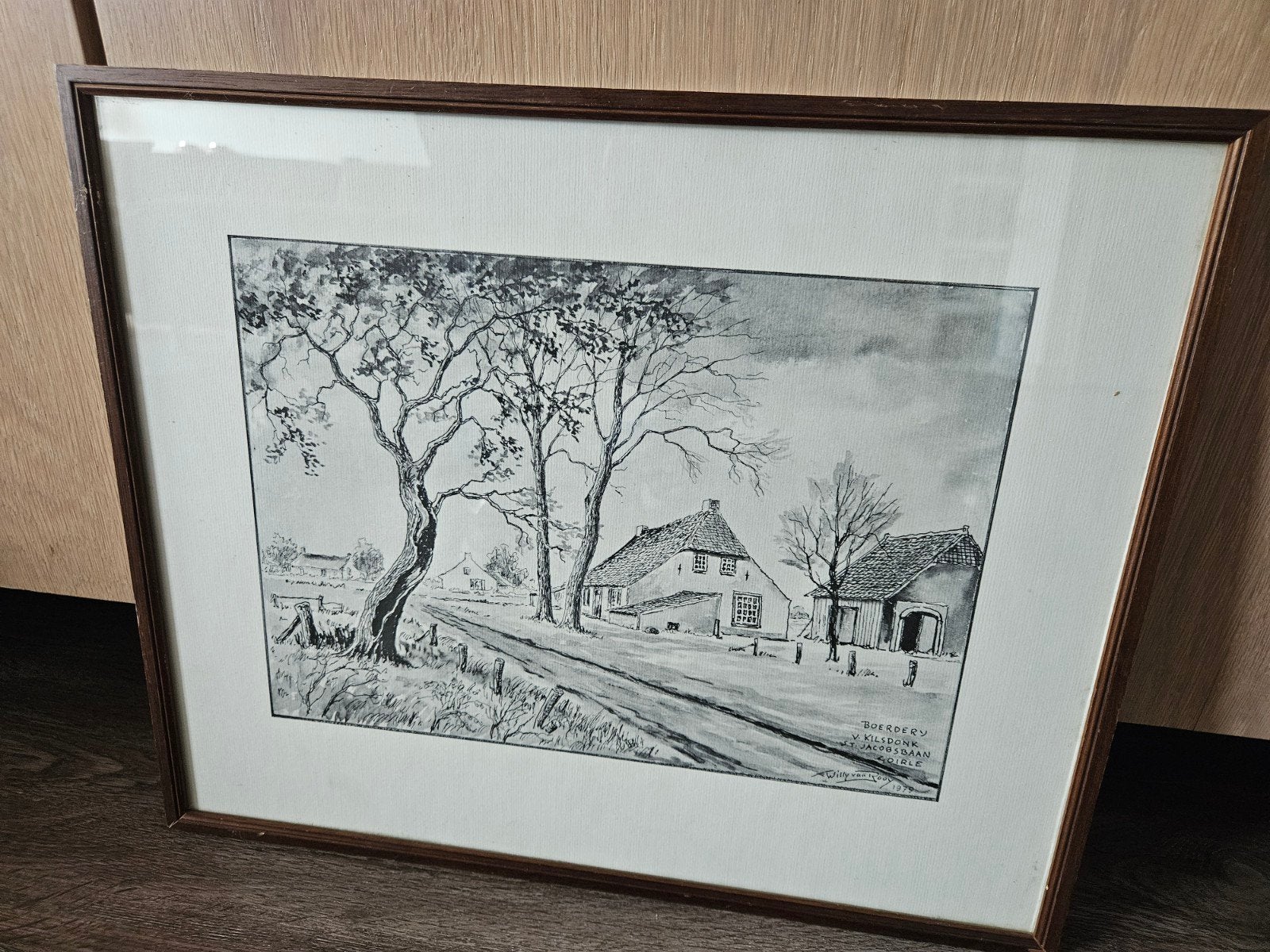 schilderij ets tekening Willy van Rooy 1979 Goirle, Ophalen of Verzenden