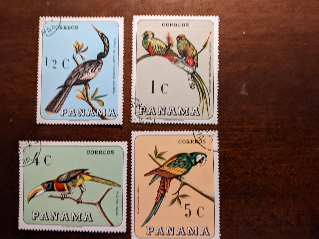 PANAMA; set (4) VOGELS, Postzegels en Munten, Postzegels | Thematische zegels, Gestempeld, Dier of Natuur, Verzenden