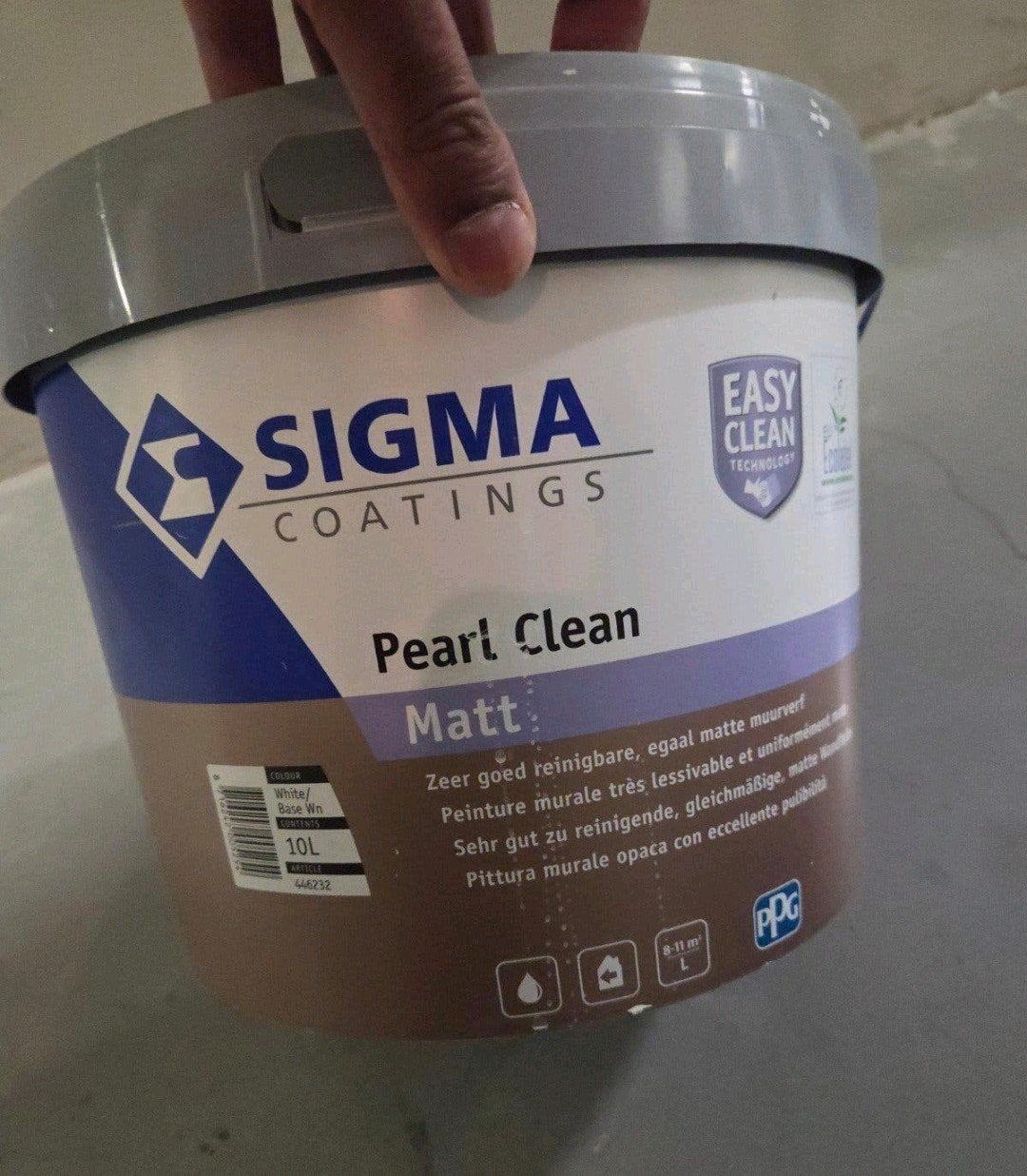 Sigma Pearl Clean Matt Muurverf - 10L (deels gevuld), Ophalen, Gebruikt, Wit, Verf