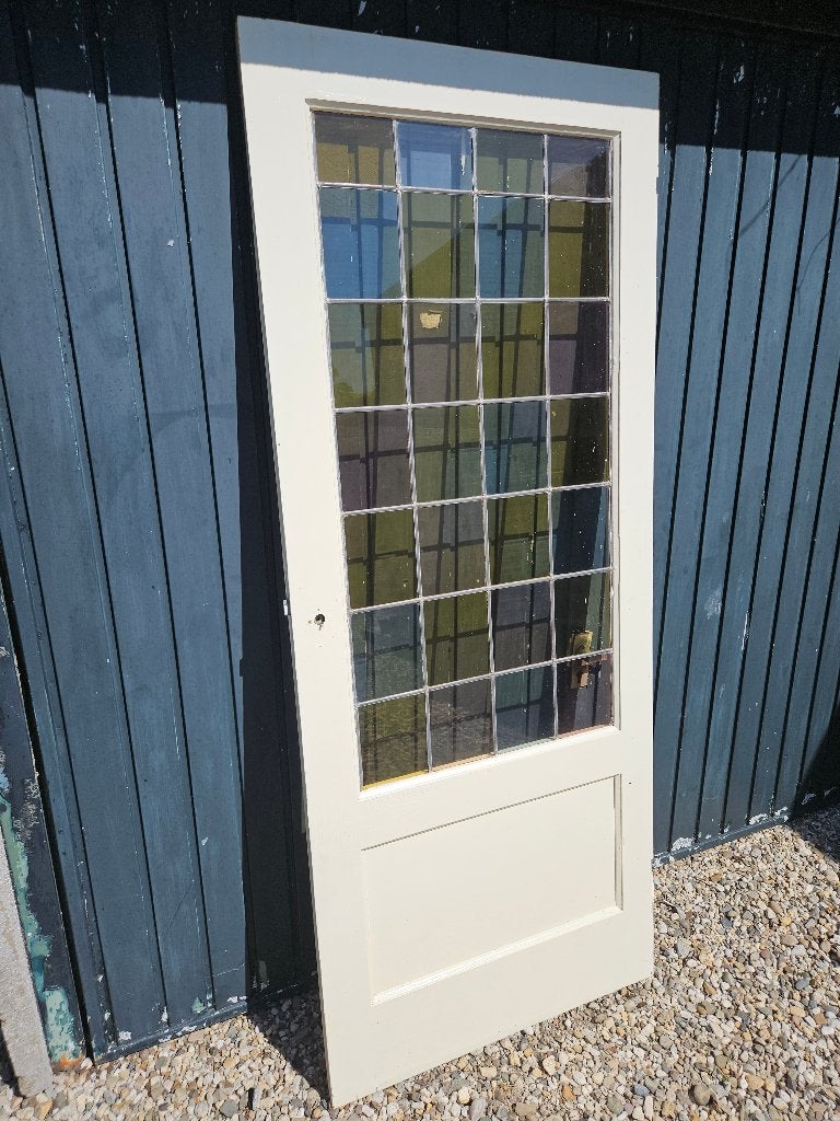 Glas in lood binnendeur in goede staat, Ophalen, Gebruikt, 80 tot 100 cm, Binnendeur