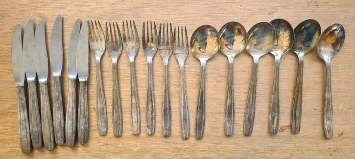 6 zilveren messen, vorken, lepels, Gero Hollandia plate D100, Antiek en Kunst, Ophalen of Verzenden, Zilver