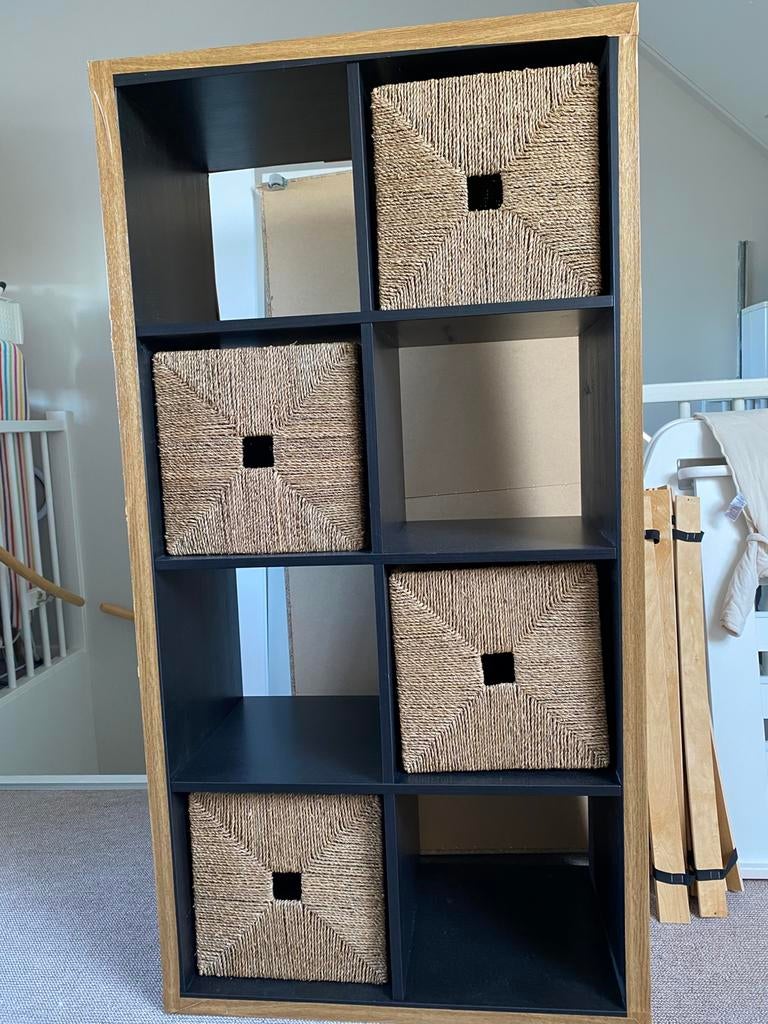 Ikea kast met 4 rotan manden - MOET WEG, Huis en Inrichting, Kasten | Overige, Ophalen, Gebruikt