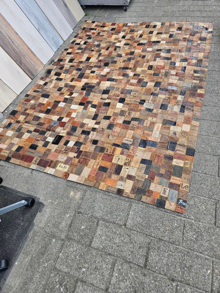 leren kleed, Ophalen, Beige, 150 tot 200 cm, 200 cm of meer