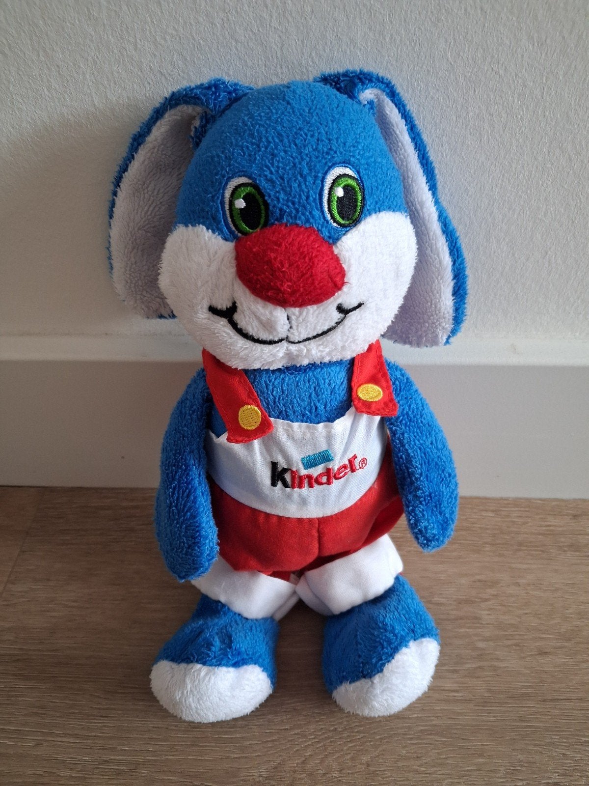 Knuffel konijn Kinder chocolade blauw rood wit L108, Ophalen of Verzenden