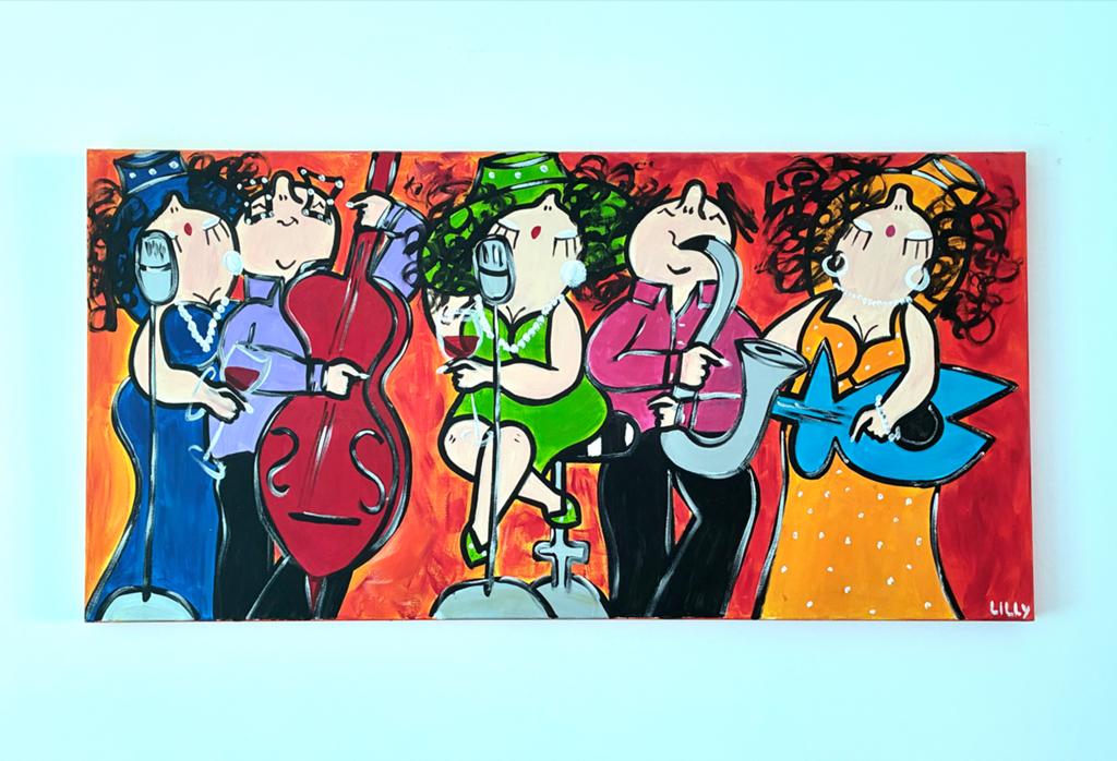 Vrolijk en uniek schilderij van de dikke dames., Antiek en Kunst, Kunst | Schilderijen | Klassiek, Ophalen
