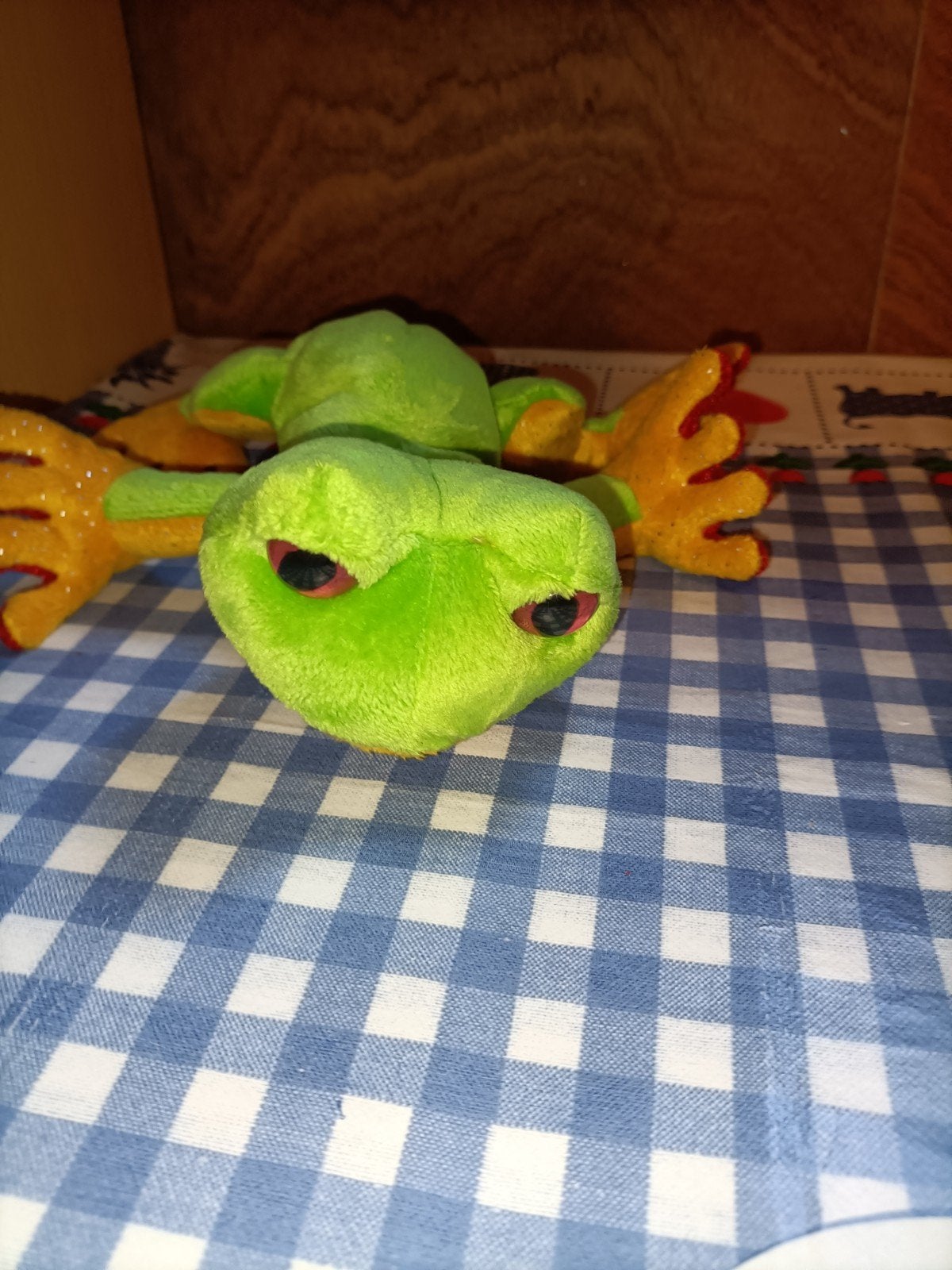 Ganz kikker knuffel groen en geel 17 cm groot, Ophalen of Verzenden, Zo goed als nieuw